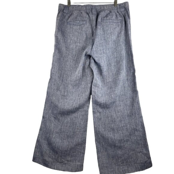 Caslon womens wide leg !00% Linen  pants large blue white fleck - Picture 2 of 7
